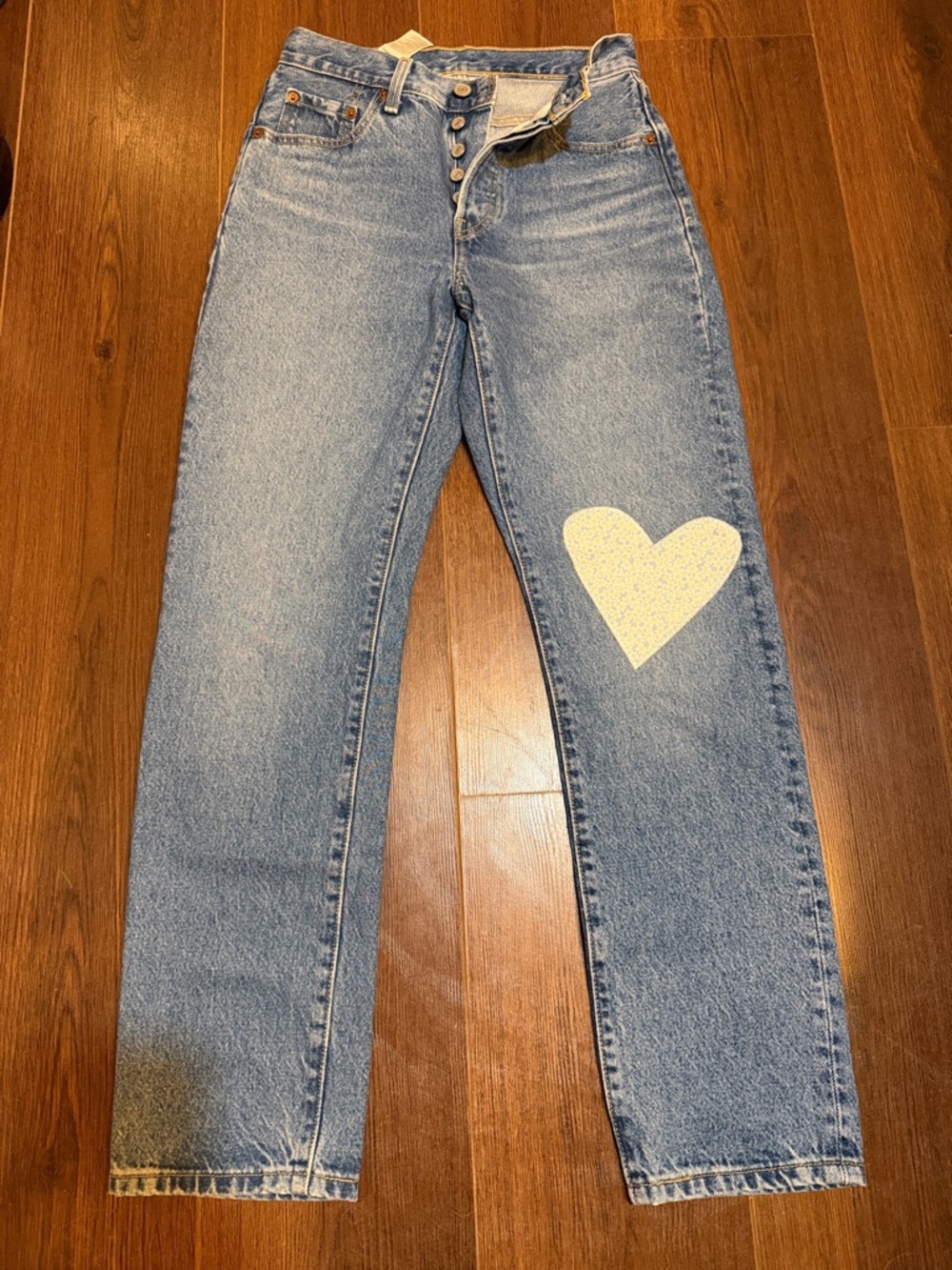 Levi 501 150th special edition High-Rise Button Jeans with Floral Heart Detail